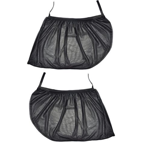 Paire de pare-soleil de voiture, rideau anti-moustiques pour fenêtre, maille noire, couverture de protection solaire latérale avant. (1/4)
