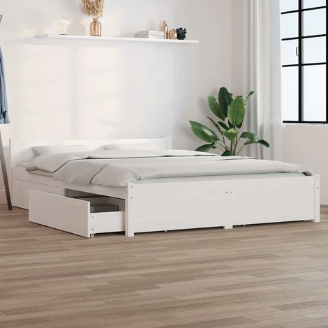 Estructura de cama con cajones blanco 140x200 cm (1/5)