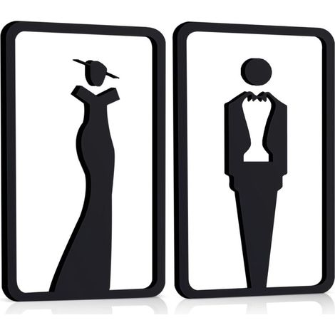 2 panneau Noir D'Identification de Toilettes Autocollant pour Toilettes pour Dames et Messieurs Panneau de Porte en Forme D'Homme et Femme Magasin Parking Restaurant (1/5)