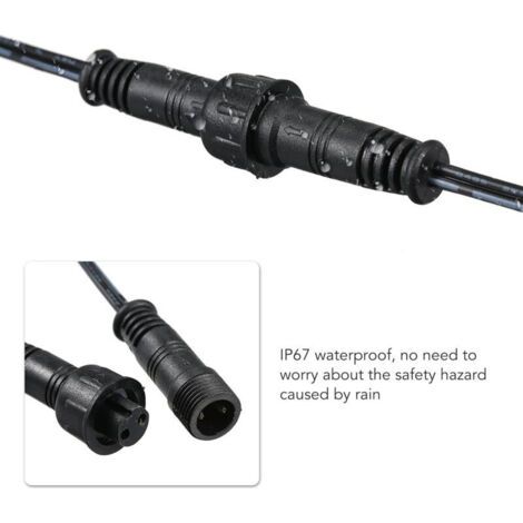 Rallonge pour éclairage de jardin, 5 x 1 mètre, indice de protection IP67, connecteur mâle-femelle à 2 broches, adaptée aux environnements extérieurs. (1/3)