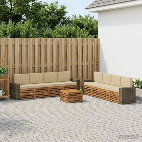 vidaXL Outdoor-Sofagarnitur 9 Stk. Natur und Beige (1/5)