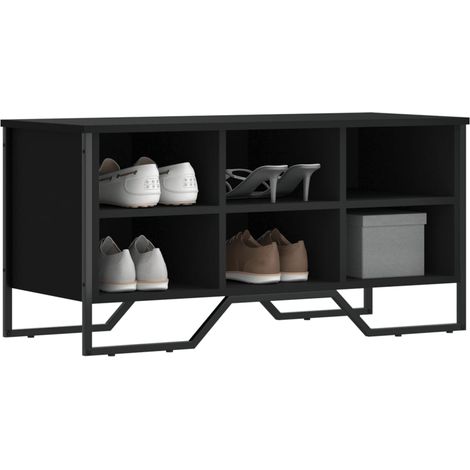 vidaXL Armoire à chaussures noir 90x38x45,5 cm bois d'ingénierie (1/5)