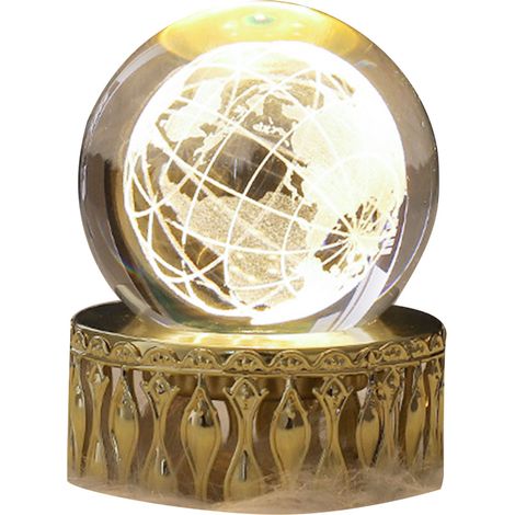 Boule lumineuse décorative en faux cristal, globe LED avec gravure intérieure 3D, veilleuse pour chambre ou salon. (1/4)