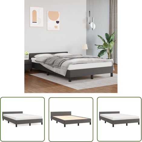 The Living Store Bettgestell ohne Matratze Grau 120x190 cm Kunstleder - Bettsofa - Schlafzimmermöbel - Boxspringbetten - Doppelbett - Lattenrost (1/5)
