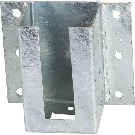 Winox – Support mural pour poteau rainuré 9x9 cm – Acier galvanisé – Fixation à vis ou boulon – Dimensions 91x91x150 mm – 6 trous Ø 10 mm (1/2)