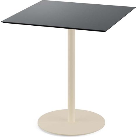 Urban table de bistrot avec piètement sable + plateau HPL noir 70x70 cm - Veba