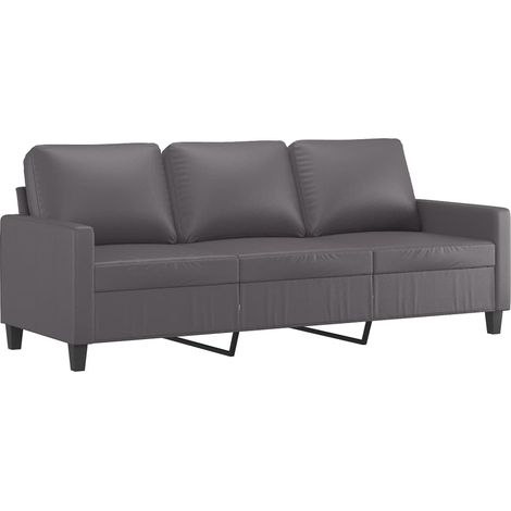 vidaXL 3-Sitzer Sofa Grau 180 cm Kunstleder