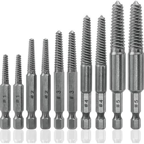 Juego de 10 extractores de tornillos fáciles de usar para quitar pernos y espárragos rotos.