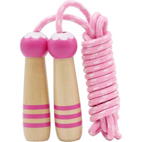 Corde à sauter pour enfants, corde à sauter en coton réglable de 2,13 m avec poignée en bois pour garçons et filles, idéale pour le fitness et les exercices en extérieur. (1/5)