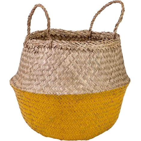 Capazo con asas natural, amarillo, D35x30/46h cm (1/5)