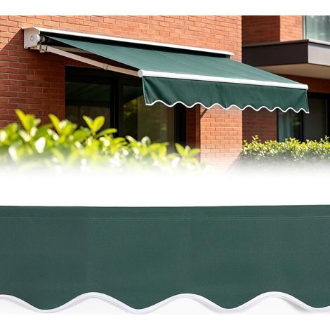 Volant de rechange pour store banne - 3 m x 20 cm - Imperméable et résistant aux UV - Volant ondulé - Pour balcon, terrasse, store de rechange (vert) (1/5)