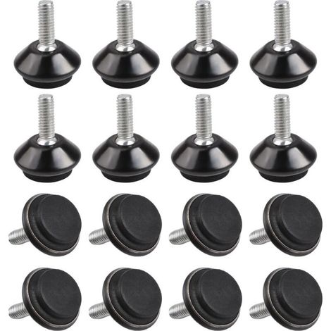 M6 Screwed in Adjustable Furniture Level, 16pcs Thread Angle Height Adjustable Furniture Level, Stainless Steel Screw Foot Level, Screws for Table, Chair, Furniture Legs (1/5)