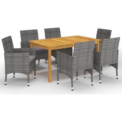 Set da pranzo da giardino per esterni 7 pezzi mobili grigi 020013962