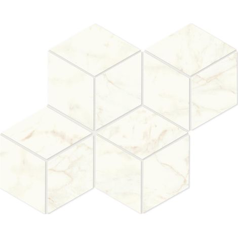 Mosaïque effet Marbre Blanc Calacatta Celeste Hexa Cube 35x30x0,9 cm Brillant Faventa - Mur intérieur (vendu par carton de 0,42 m²) - RO'MA CARRELAGE