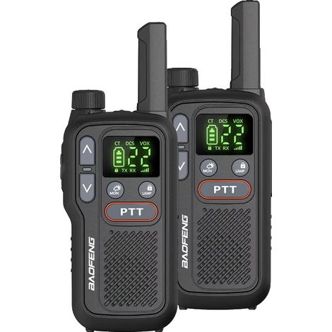 Walkie-Talkie, design portatile, funzione VOX, nero-T18 (1/2)