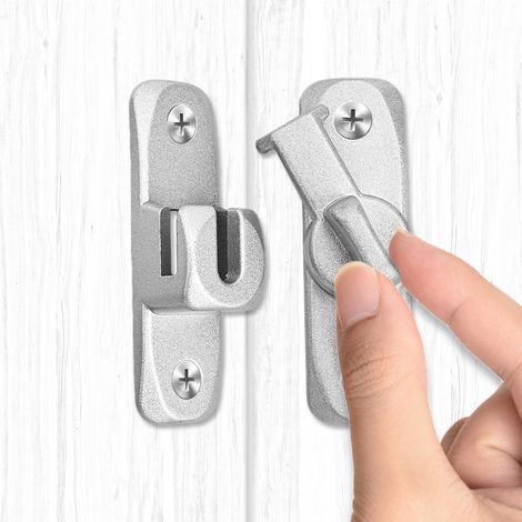 1 loquet de Porte Coulissant argenté, verrou de Porte renforcé en Alliage d'aluminium épais, à Fermeture Rapide pour Salle de Bain, Chambre, Grange ou fenêtre (1/5)