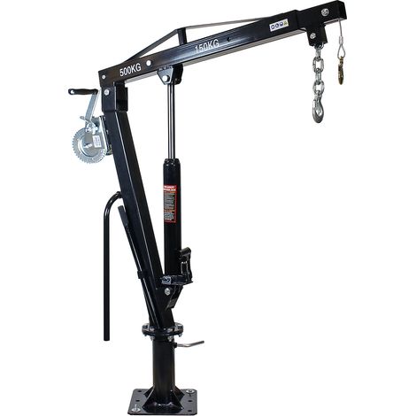 Wiltec Gruetta per pick up idraulica con verricello max 500 kg girevole a 360° Mini gru di sollevamento (1/5)