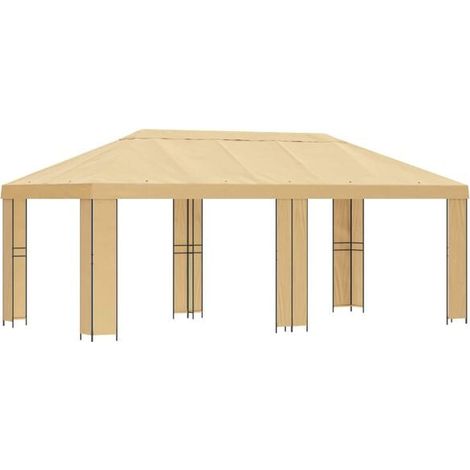 Chalet de jardin 6 x 3 mètres, polyester beige et acier 190 (1/5)