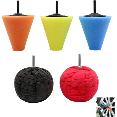 Set da 5 pezzi, tamponi per lucidatura cerchi auto, kit per lucidatura alluminio, per manutenzione auto, cromo, cerchi, metallo, plastica, ceramica e vetro, 12 x 8 cm (1/5)