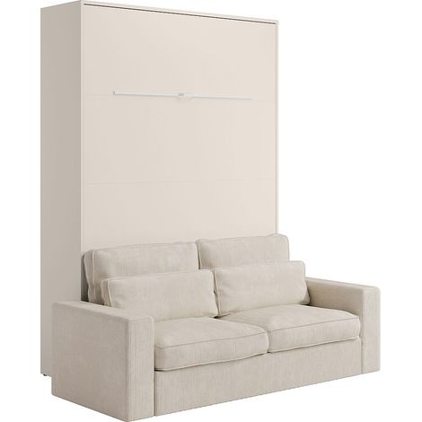 Letto estraibile 160 x 200 cm Apertura verticale manuale Con LED Beige + Divano - RAPILI