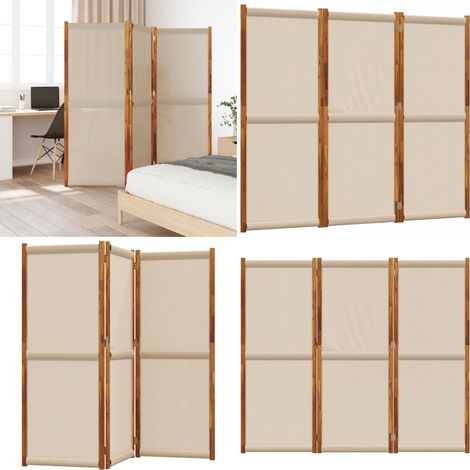 3-tlg. Paravent Taupe 210x180 cm - Raumteiler - Akazienholz (1/5)