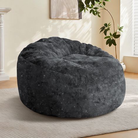 Sillón relax respaldo alto flannelette negro OKMYHOME (1/5)