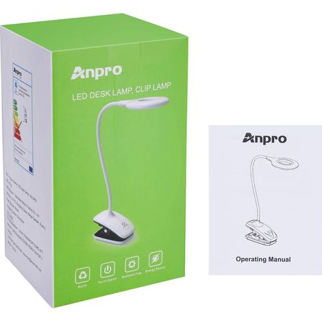 Lampara De Escritorio Con Pinza - 28 Led - Regulacion Continua De Brillo - 3 Modos De Iluminacion - Para Mesa O Cama - Blanco - 1 Unidad (1/5)