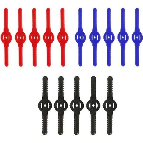 Lames de coupe en plastique - Accessoires de débroussailleuse - 15 pièces - 2 dents - Rouge, Bleu, Noir (1/3)