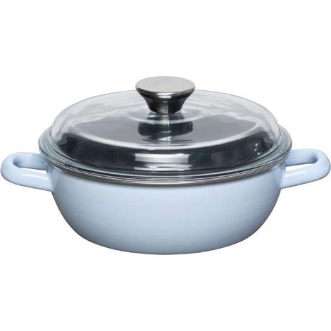 Riess Schmorpfanne mit Glasdeckel 20cm, hoch SKY BLUE