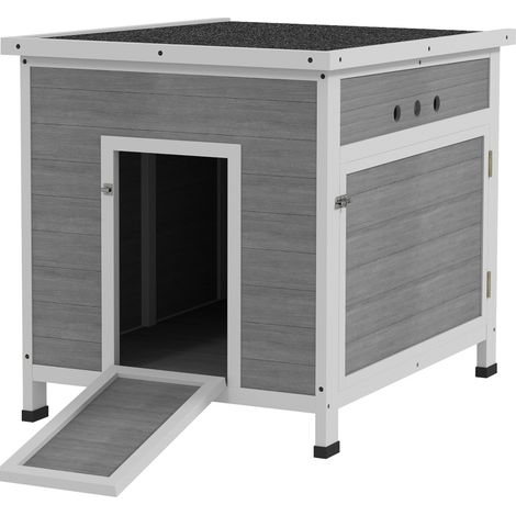 Gallinero de madera con techo bituminoso impermeable, puerta lateral, 63 x 82 x 76 cm (1/4)