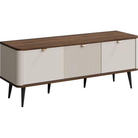Meuble TV Lufela 113, Cachemire + Noyer, Le nombre de portes: 0, Nombre de tiroirs: 0, 130x52x40cm