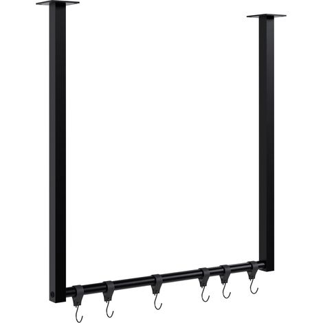Appendiabiti/appendiabiti sospeso con 6 ganci 60x60 cm acciaio verniciato a polvere nero 100009016