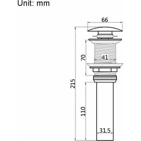 Bonde de Lavabo Pop-Up Moderne - Vidange Clic-Clac sans Trop-Plein en Laiton Bronzé - Valve Universelle pour Évier Vasque - Siphon sans Trou de Débordement Poli - sans Trop-Plein.. (1/3)