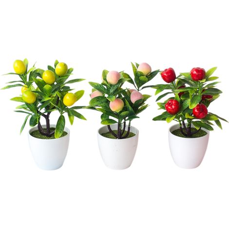 Plantes en pot simulées, fleurs artificielles vertes, bonsaï en plastique, décoration intérieure (1/5)