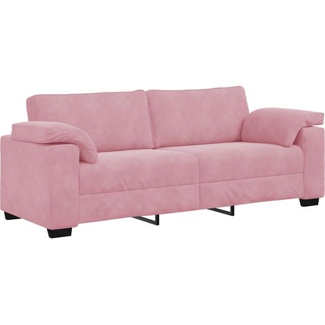 Divano a 3 Posti Sofa rosa 220x77x82 cm in Velluto (1/5)