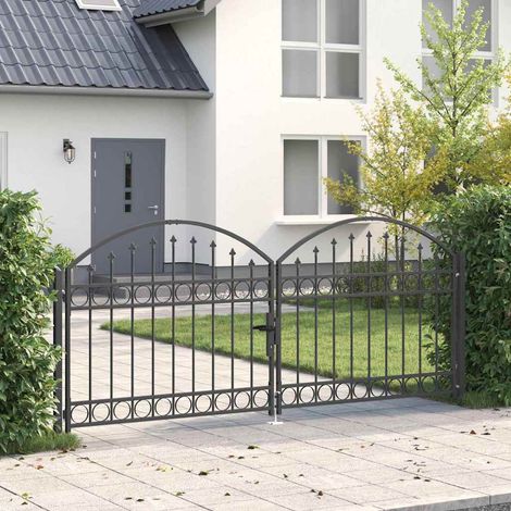 vidaXL Fence Gate ASSEN 301 x 175.5 cm Steel Grey Lockable