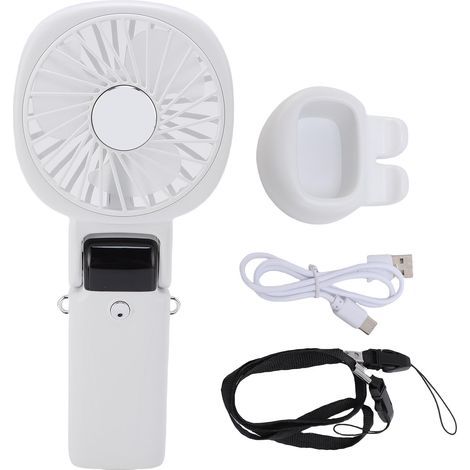 Ventilateur portatif portatif, batterie externe, silencieux, suspendu au cou, USB, bureau, pour l'extérieur et les voyages, blanc (1/5)