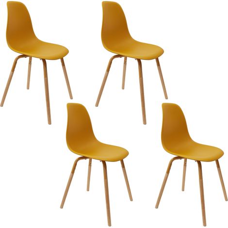 Lot de 4 Chaises - HOME DECO FACTORY - Phenix - Design Scandinave - Jaunes (1/5)