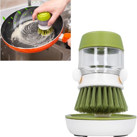 [Brosserie] + [X500] + [Silicone] Multi-usage Automatiquement Ajouter Liquide Brosse Lavage Vaisselle Vert ABS Grade Alimentaire 200g Comprend Support Ergonomique (1/5)