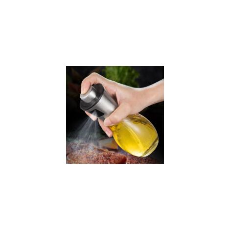 Ölsprüher, 200 ml Olivenölsprüher mit auslaufsicherem Edelstahl-Spender, Glasölflasche für Grillen/Kochen/Salat [Energieklasse A+++]