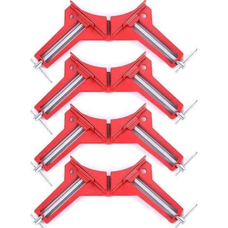 90° Right Angle Clamp – Set of 4 Rustproof Aluminum Clamps – 77mm Capacity for Woodworking – Picture Frame Clamps (1/5)