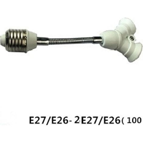 Adaptateur de douille de lampe étendue E27/B22-2E27, grande base à vis vers petite base à vis, PBT ignifugé et respectueux de l'environnement.
