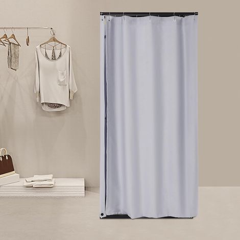 Cabine de vestiaire portable autoportante 85 x 85 x 200 cm avec rideau brise-vue pour la vie privée, portable et facile à monter pour magasin, foire commerciale, événement (1/5)