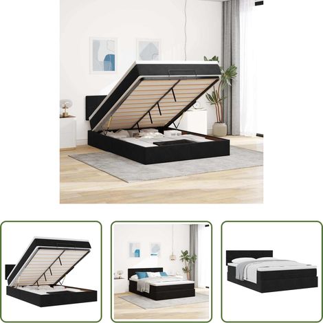 vidaXL Samt - Ottoman-Bett mit Matratze Schwarz 140x200 cm Samt (1/5)