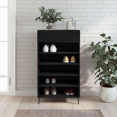 vidaXL Shoe Cabinet Black 60x35x105 cm Engineered Wood (1/5)