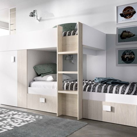 Composizione Camera da Letto - 2 Cassetti Reversibile, Bianco, -, 271x111x150h cm Mapusaurus