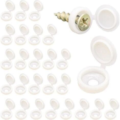 Lote de 100 tapas de plástico para tornillos de 1,35 cm, cubiertas decorativas a presión para tornillos M4, color blanco (1/4)