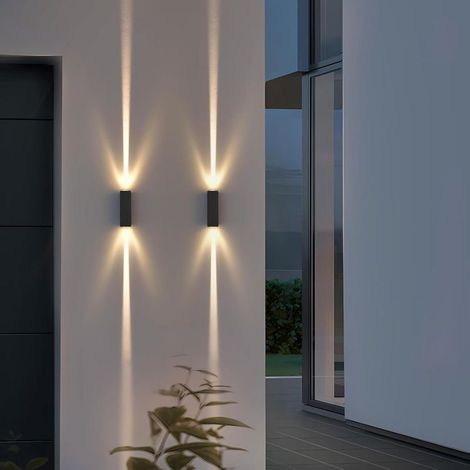Lot de 2 appliques murales LED 6W 3000K IP65 aluminium bidirectionnel haut/bas (1/5)