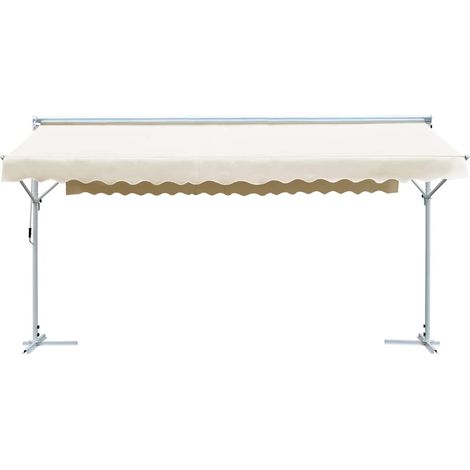 Auvent sur pied - Auvent de jardin Soleil imperméable 600 x 300 cm Crème BV358775 - BonneVie (1/5)
