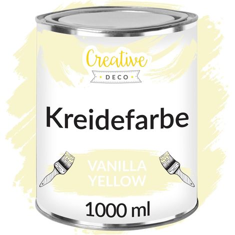 Creative Deco Kreidefarbe Vanillegelb 1L Matt und Abwaschbar für Holzmöbel